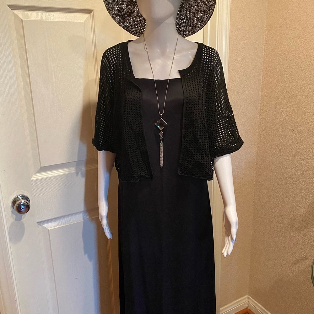 Black Mesh open front light weight sweater